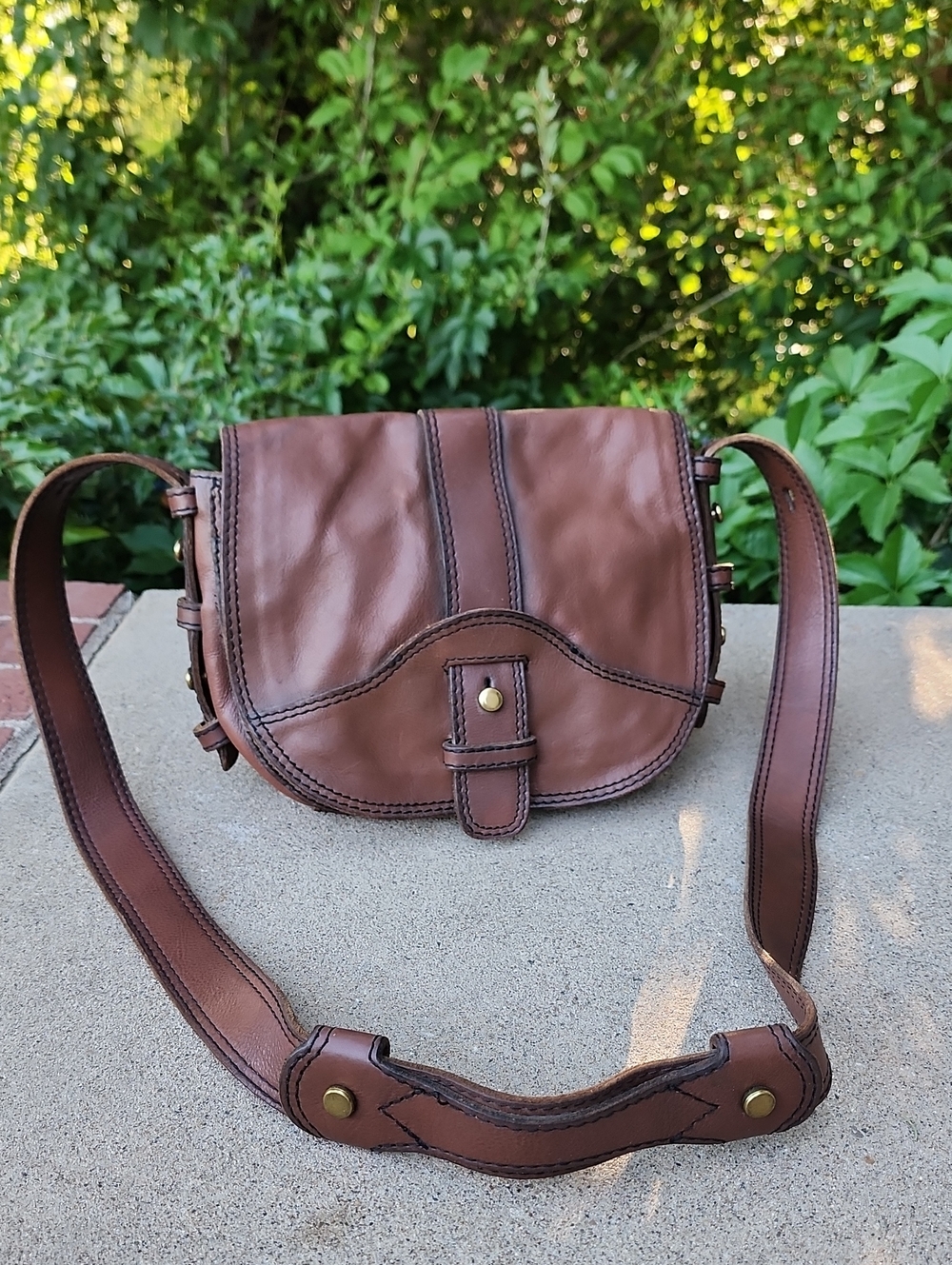 Vintage Fossil Brown Leather Crossbody Saddle Bag 1954 Series